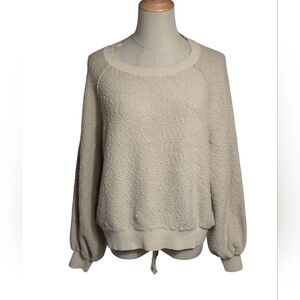 Free People Textured Cream Beige Sweater